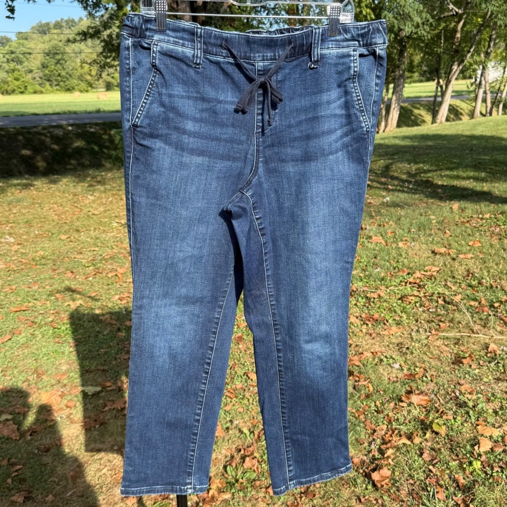 Torrid FeelTheFit Women Plus 1S Dark Wash Denim Jogger Jeans Drawstring Elastic